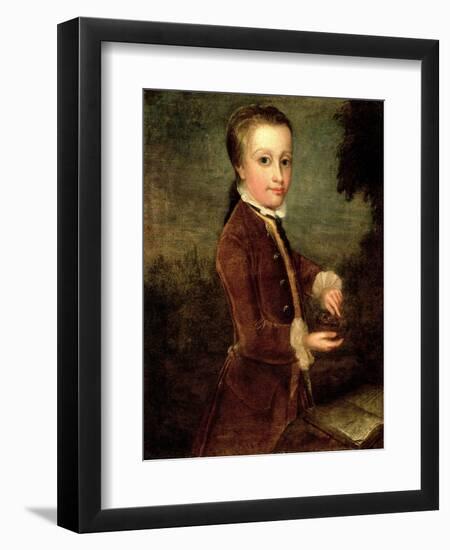 Portrait of Wolfgang Amadeus Mozart (1756-91) Aged Eight, Holding a Bird's Nest, 1764-65-Johann Zoffany-Framed Giclee Print