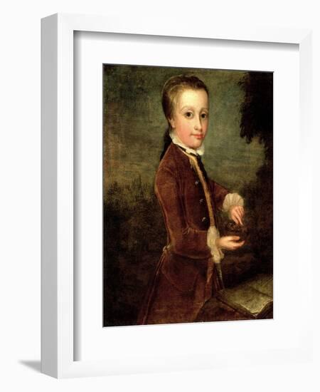 Portrait of Wolfgang Amadeus Mozart (1756-91) Aged Eight, Holding a Bird's Nest, 1764-65-Johann Zoffany-Framed Giclee Print