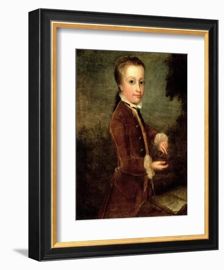 Portrait of Wolfgang Amadeus Mozart (1756-91) Aged Eight, Holding a Bird's Nest, 1764-65-Johann Zoffany-Framed Giclee Print