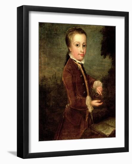 Portrait of Wolfgang Amadeus Mozart (1756-91) Aged Eight, Holding a Bird's Nest, 1764-65-Johann Zoffany-Framed Giclee Print