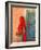 Portrait of Woman in Red Sari Against School Wall, Jodhpur, Rajasthan, India-Bill Bachmann-Framed Photographic Print