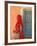 Portrait of Woman in Red Sari Against School Wall, Jodhpur, Rajasthan, India-Bill Bachmann-Framed Photographic Print
