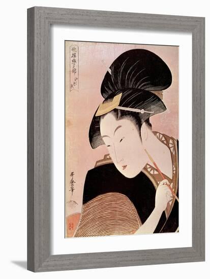 Portrait of Woman Japanese Print by Utamaro Kitagawa (1753-1806), 18Th Century. Paris, Guimet Museu-Kitagawa Utamaro-Framed Giclee Print