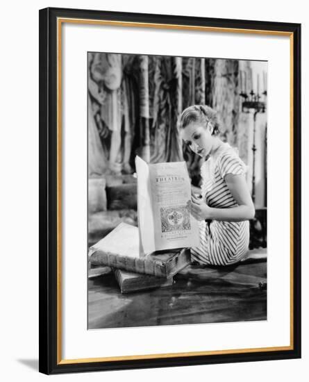 Portrait of Woman Reading Catholic Text-null-Framed Photo
