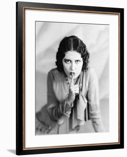 Portrait of Woman Shushing-null-Framed Photo