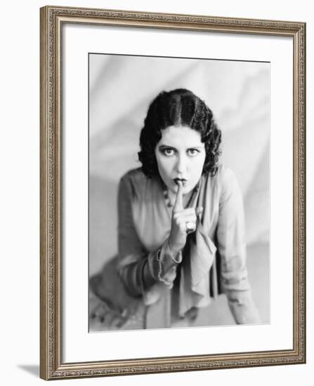 Portrait of Woman Shushing-null-Framed Photo