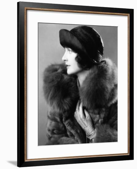 Portrait of Woman Wearing Fur Coat-null-Framed Photo