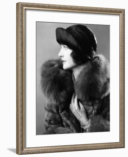 Portrait of Woman Wearing Fur Coat-null-Framed Photo