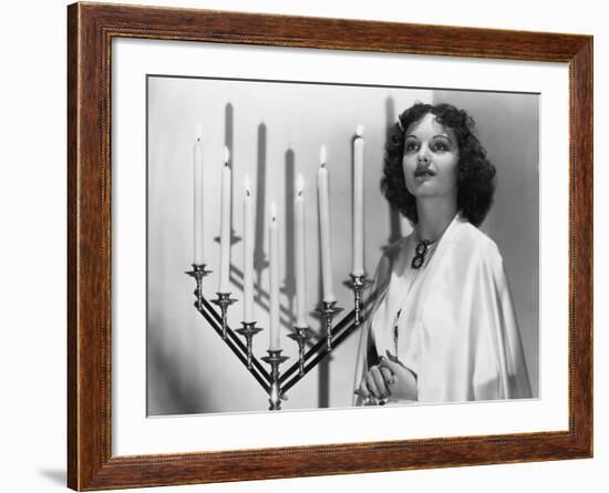 Portrait of Woman with Candelabra-null-Framed Photo