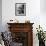 Portrait of Woman with Christmas Wreath and Gifts-null-Framed Photo displayed on a wall