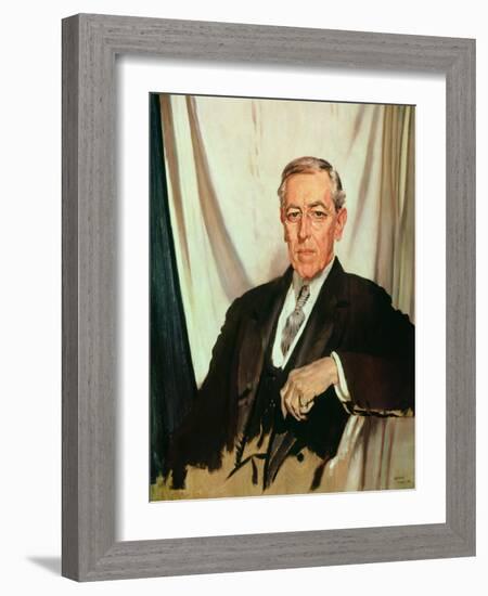 Portrait of Woodrow Wilson (1856-1924) c.1919-Sir William Orpen-Framed Giclee Print