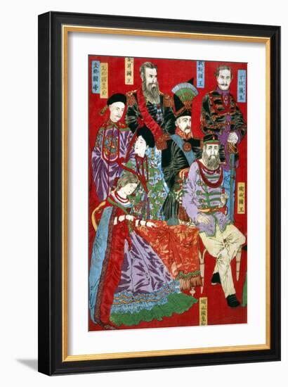 Portrait of World Sovereigns, Japanese Wood-Cut Print-Lantern Press-Framed Art Print