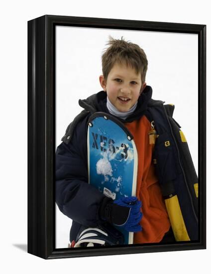 Portrait of Young Boy Snowboarder Model Release 2612, New York, USA-Paul Sutton-Framed Premier Image Canvas