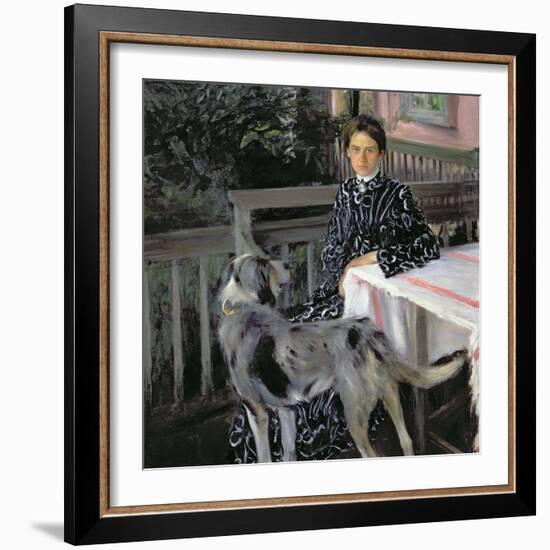 Portrait of Yulia Yevstafievna Kustodieva (1880-1942) the Artist's Wife, 1903-Boris Kustodiyev-Framed Giclee Print