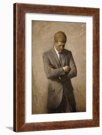 Portrait Painting of President John Fitzgerald Kennedy-Stocktrek Images-Framed Art Print