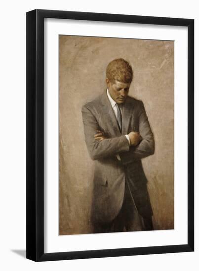 Portrait Painting of President John Fitzgerald Kennedy-Stocktrek Images-Framed Art Print