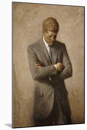 Portrait Painting of President John Fitzgerald Kennedy-Stocktrek Images-Mounted Art Print