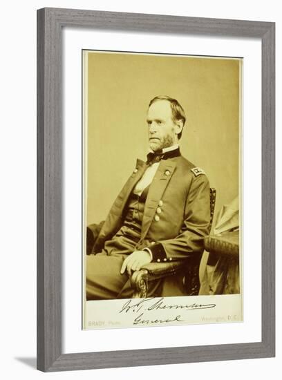 Portrait Photograph of William Tecumseh Sherman-Mathew Brady-Framed Photographic Print