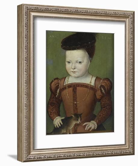 Portrait présumé de Charles IX à l'âge de trois ans et demi, jouant avec un chat-Mannier Germain Le-Framed Giclee Print