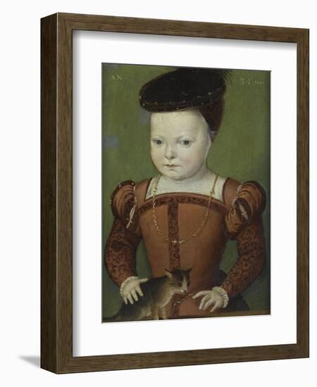 Portrait présumé de Charles IX à l'âge de trois ans et demi, jouant avec un chat-Mannier Germain Le-Framed Giclee Print