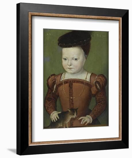 Portrait présumé de Charles IX à l'âge de trois ans et demi, jouant avec un chat-Mannier Germain Le-Framed Giclee Print