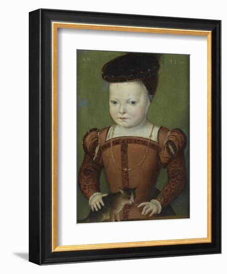 Portrait présumé de Charles IX à l'âge de trois ans et demi, jouant avec un chat-Mannier Germain Le-Framed Giclee Print