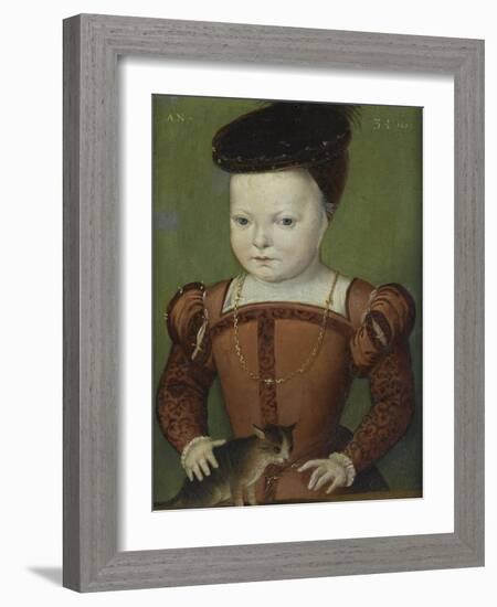 Portrait présumé de Charles IX à l'âge de trois ans et demi, jouant avec un chat-Mannier Germain Le-Framed Giclee Print