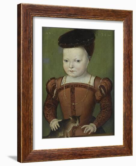 Portrait présumé de Charles IX à l'âge de trois ans et demi, jouant avec un chat-Mannier Germain Le-Framed Giclee Print