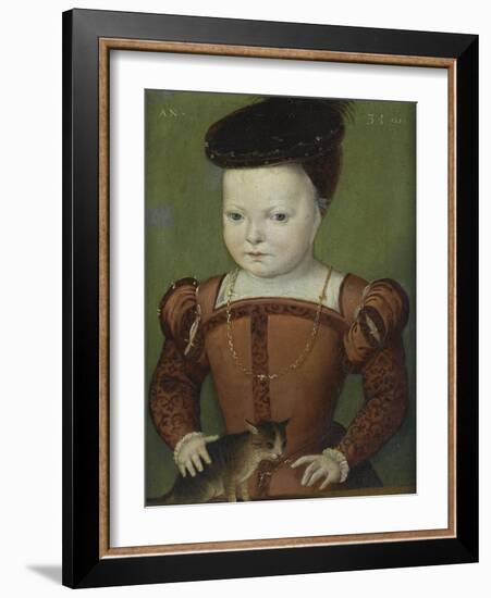 Portrait présumé de Charles IX à l'âge de trois ans et demi, jouant avec un chat-Mannier Germain Le-Framed Giclee Print
