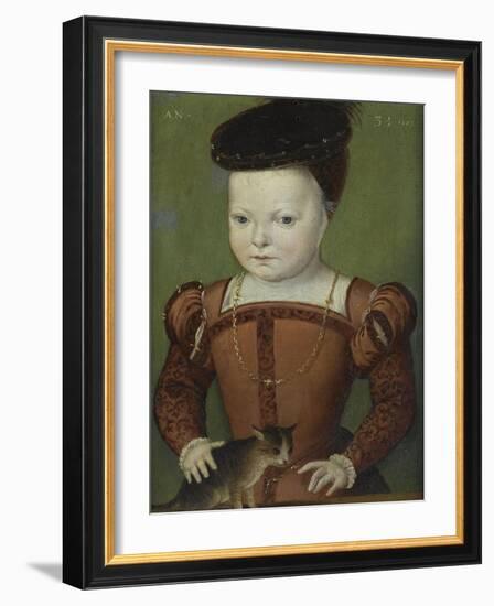 Portrait présumé de Charles IX à l'âge de trois ans et demi, jouant avec un chat-Mannier Germain Le-Framed Giclee Print