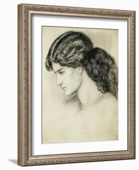 Portrait Sketch of a Ladies Head by Dante Gabriel Rossetti-Stapleton Collection-Framed Giclee Print