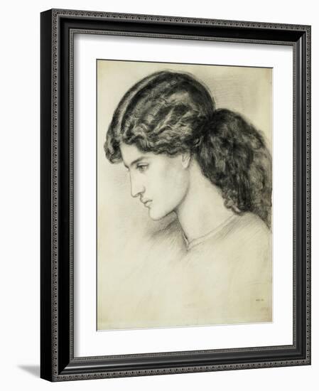 Portrait Sketch of a Ladies Head by Dante Gabriel Rossetti-Stapleton Collection-Framed Giclee Print