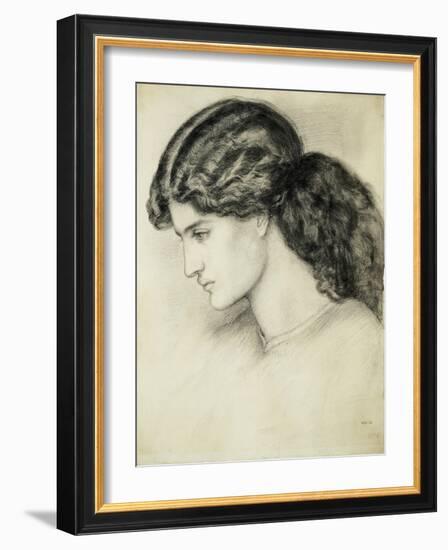 Portrait Sketch of a Ladies Head by Dante Gabriel Rossetti-Stapleton Collection-Framed Giclee Print