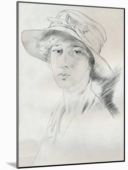 Portrait Study in Pencil, C20th Century (1932)-William Newenham Montague Orpen-Mounted Giclee Print