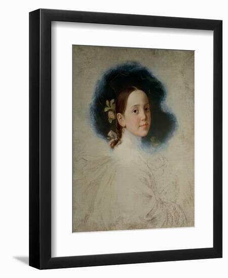 Portrait Study of A Young Lady, 19Th Century (Oil on Canvas)-German School-Framed Giclee Print