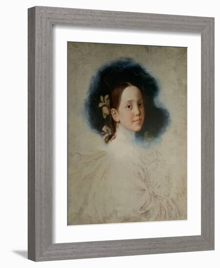 Portrait Study of A Young Lady, 19Th Century (Oil on Canvas)-German School-Framed Giclee Print