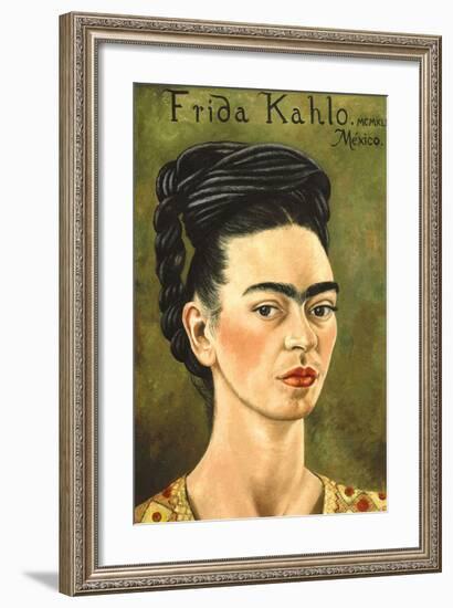 Portrait with Gold Dress-Frida Kahlo-Framed Premium Giclee Print