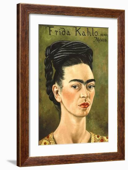 Portrait with Gold Dress-Frida Kahlo-Framed Premium Giclee Print