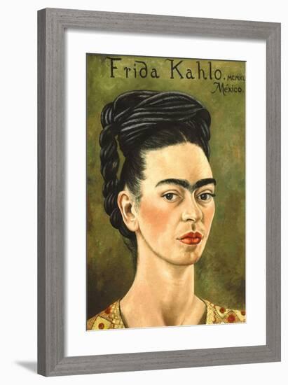 Portrait with Gold Dress-Frida Kahlo-Framed Premium Giclee Print