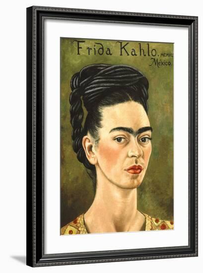 Portrait with Gold Dress-Frida Kahlo-Framed Premium Giclee Print