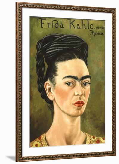 Portrait with Gold Dress-Frida Kahlo-Framed Art Print