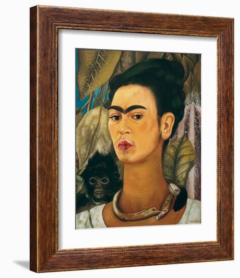 Portrait with Monkey1938-Frida Kahlo-Framed Premium Giclee Print