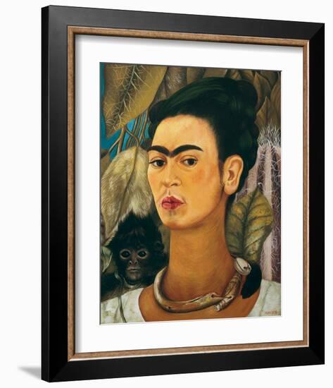 Portrait with Monkey1938-Frida Kahlo-Framed Premium Giclee Print