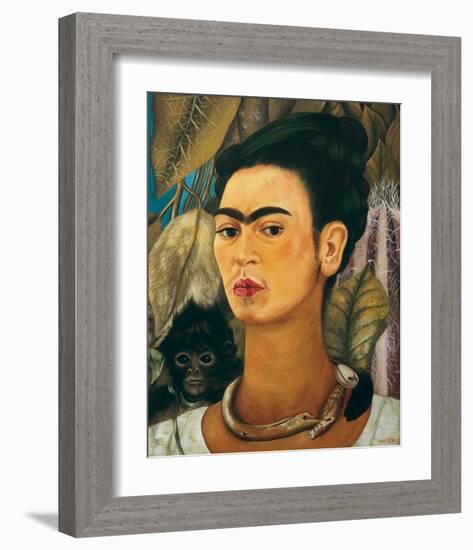 Portrait with Monkey1938-Frida Kahlo-Framed Premium Giclee Print