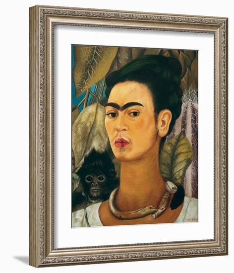 Portrait with Monkey1938-Frida Kahlo-Framed Art Print