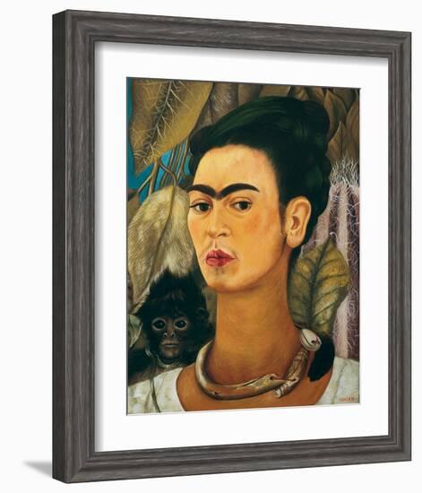 Portrait with Monkey1938-Frida Kahlo-Framed Art Print