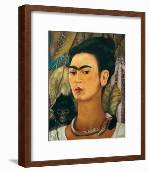 Portrait with Monkey1938-Frida Kahlo-Framed Art Print