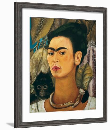 Portrait with Monkey1938-Frida Kahlo-Framed Art Print