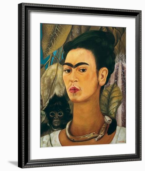 Portrait with Monkey1938-Frida Kahlo-Framed Art Print