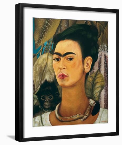 Portrait with Monkey1938-Frida Kahlo-Framed Art Print